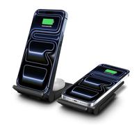 20W 2 in 1 Foldable Wireless Charger Stand, Dual Fast Charging Station for iPhone 17e/Air/17 Pro Max/16/15/14/13/12/8, for AirPods 4/3/2/Pro, for Samsung S26/S25/S24 Ultra Plus FE Note 20, Galaxy Buds