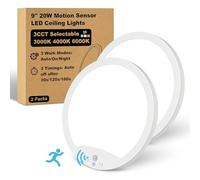20W 9Inch Motion Sensor LED Ceiling Lights Indoor Hard-wired, Adjustable Color Temperature 3000K 4000K 6000K, Motion Activated Flush Mount Light Fixtures with 3 Light Modes for Closet Hallway, 2 Packs