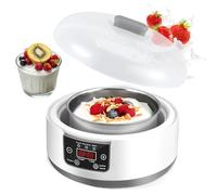 20W Electric Yogurt Machine, 1.2L Automatic Yogurt Maker with 5 Glass Jars & LED Display, PTC Heating Automatic Constant Temperature Rice Wine Machine for Commercial Home
