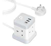 20W Extension Lead Cube with 3 USB Slots, BEVA 4 Way（3250W）Desktop Power Extension, USB C Fast Charging Power Strip with Multi Socket, 1.5M Extension Cable for Home Office Desk Dorm Travel White