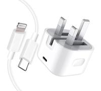 20W iPhone Charger Plug and Cable, iPad Charging Plug UK with 2Pack 1m Lightning Cable Fast Charging Lead for Apple iPhone