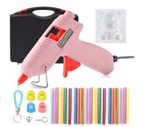 20W Mini Hot Glue Gun Kit With 30pcs Glitter Color Sticks for School Crafts DIY Arts Quick Home Repairs (Pink)