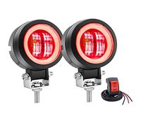 20W Motorcycle Fog Lights Red Angel Eyes,3"Round Motorcycle Auxiliary Lights LED Headlights Front Spotlight 12V 24V Motorbike Fog Driving Light Daytime Running Lights With Switch 22mm