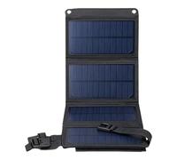 20W Portable Foldable USB Solar Panel Charger, 5V Outdoor Phone Power, Four-Fold Design, Black Fabric Silicon, Waterproof Dustproof, 17.32 x 6.42 x 0.12 in Unfolded, 0.71 lbs, for Camping, Hiking