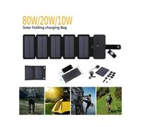 (20W solar panels) 80/20W Foldable Solar Panel Portable USB 5V Waterproof 5-panels Solar Cell Outdoor Mobile Power Battery Charger for Phone