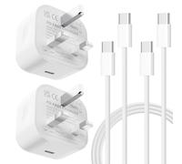 20W USB C Charger for iPhone 17 Air, 2Packs Super Fast Charging with 1.8M USB C Cable Compatible for iPhone 17 16 15 Plus Pro Max, iPad Air(4/5th generation), iPad Mini 6, iPad Pro, (UK Wall Plug)