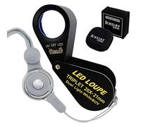 20x 21mm Loupe Jeweler Magnifier LED UV Triplet Lens Magnifying Gem Optical Tool Foldaway Pocket Black Frame for Inspecting Diamonds Gemstones