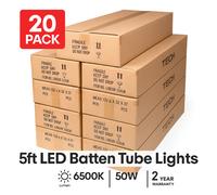 20x 5ft LED Batten Lights 50W 6000lm 6500K Daylight 1500mm Ceiling/Wall [EEK: A]
