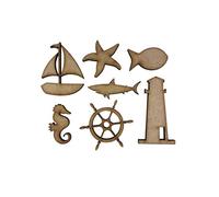 20x Assorted Sea Life Nautical 3cm Wood Craft Embelishments Laser Cut Shape MDF