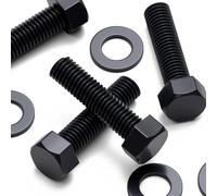 20x Black Nylon Hex Head, M10 x 40mm, Plastic Nuts and Bolts, Washers, Hexagon, Nylon