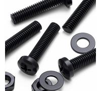 20x Black PP Pan Head Plastic Screws & Bolts M4 x 20mm, Nuts & Washers