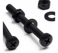 20x Black PP Pan Head Plastic Screws & Bolts M4 x 40mm, Nuts & Washers