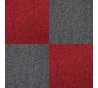 Carpet Tiles Commercial Hard Wearing Heavy Duty Domestic Premium Office Home Flooring 50cm x 50cm Red Black Blue Sand Grey (Charcoal Black & Scarlet Red)