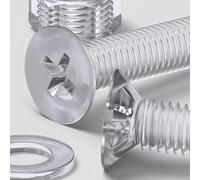 20x Clear Acrylic Countersunk Screws & Bolts M8 x 40mm, Nuts & Washers