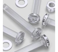 20x Clear Acrylic Pan Head Machine Screws & Bolts M8 x 60mm, Nuts & Washers