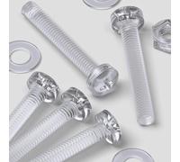 20x Clear Acrylic Pan Head Plastic Screws & Bolts M3 x 20mm, Nuts & Washers