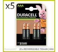 20x Duracell AAA 750mAh Rechargeable Batteries Plus NiMH Accu LR03 HR03 DC2400