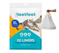20x Extra Large Cat Litter Tray Liners with Drawstrings, 97x43cm Scratch Resistant and Leak Proof Plastic Bags Heavy Duty Litter Tray Bags for Large Cat Litter Box, 2 Mil Thickness