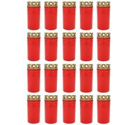 20x Grave Light Burner No. 3 Red with Lid Grave Candles Mourning Light