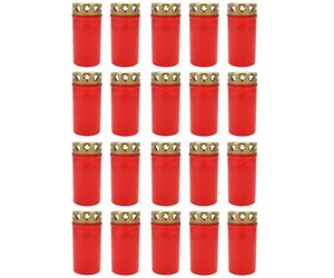 20x Grave Light Burner No. 3 Red with Lid Grave Candles Mourning Light