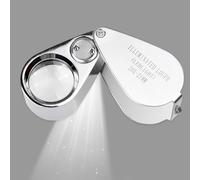 20X Illuminated Jeweler LED UV Lens Loupe Magnifier with Metal Construction and Optical Glass, with Kare and Kind Retail Package (20X x 21 mm, Silver)- 2 pcs