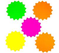 20x Large Market Stall Display Tags - Colourful Neon Star Price Labels