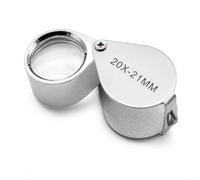 20x Magnification Jewelers Eye Loupe Lens Magnifier, 21mm Folding Pocket Magnifying Glass, Metal Foldable Loupe for Jewellery, Coins, Stamps and Watch Repair