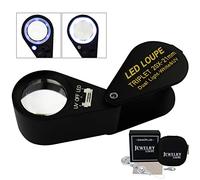 20x Magnifier Jewelry Loupe LED UV Light 21mm Triplet Lens Optical Glass, Pocket Gem Magnifying Tool Jeweller, Stamp Philatelist, Coin Numismatic