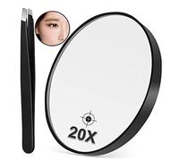 20X Magnifying Mirror With Tweezer and Suction Cup - Round Vanity Mirror for Makeup Application, Tweezing, Bathroom, and Manicare