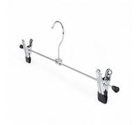 20x Metal Trouser & Skirt Clip Hanger - 40cm Chrome Clothes Hanger with Adjustable Rubber-Dipped Clips - Anti-Rust, Swivel Hook - For Pants, Sheets, Scarves, Rugs, Towels, Kids & Adult Sizes