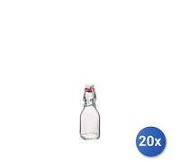 20X Mini Swing Glass Bottles With White Cap 0.125L Made In Italy