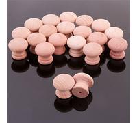 20x Natural Beech Wooden 25mm Drilled Knobs - Cabinet/Door/Drawer Handles