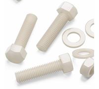 20x Natural Nylon Hex Head, M10 x 40mm, Plastic Nuts and Bolts, Washers, Hexagon, Nylon