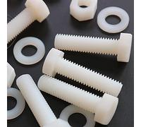 20x Natural Nylon Hex Head, M10 x 40mm, Plastic Nuts and Bolts, Washers, Hexagon, Nylon