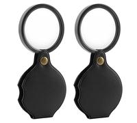 20X Pocket Magnifier, 2pcs Small Pocket Magnify Glass, Rotating Folding HD Mini Portable Magnifier for Seniors Student Reading, Inspection, Coin, Jewelry or Exploring(black)