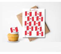 20x Pre-cut Canada Canadian Flags Edible Thick Wafer Card Standing Cupcake Toppers Birthday Party Cake Decorations