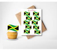 20x Pre-cut Jamaica Flag Reggae Happy Birthday Edible Thick Wafer Card Standing Cupcake Toppers Birthday Party Cake Decorations Easy