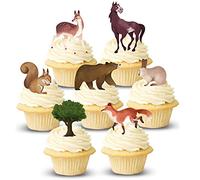 20x Pre-cut Woodland Forest Animals Trees Edible Thick Standing Cupcake Toppers Birthday Party Cake Decorations