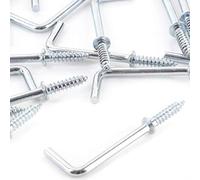 20x Silver Shouldered Dresser Hooks - 30mm/1.25" Screw in Square L Shape Hooks