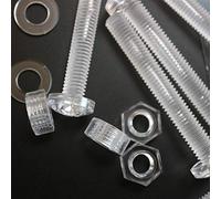 20x Transparent Clear Plastic Acrylic M8 x 60mm Nuts & Bolts -Acrylic Plastic Screws