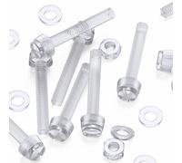 20x Transparent Clear Plastic Acrylic Thumbscrews, Slotted+knurled M6 x 40mm, Nuts, Washers & Bolts