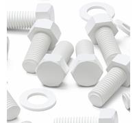 20x White PP Hex Head M10 x 20 mm Plastic Bolts, Nuts & Washers, Anti-Corrosion, Chemical Resistant