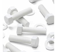 20x White PP Hex Head M10 x 40 mm Plastic Bolts, Nuts & Washers, Anti-Corrosion, Chemical Resistant
