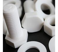 20x White PP Hex Head M12 x 30 mm Plastic Bolts, Nuts & Washers, Anti-Corrosion, Chemical Resistant