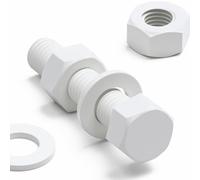 20x White PP Hex Head Plastic Bolts, Nuts and Washers, Polypropylene Fastener Kit, M8x40mm