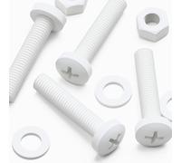 20x White PP Pan Head Plastic Screws & Bolts M8 x 40mm, Nuts & Washers