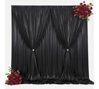 20x10ft Black Backdrop Curtains Wedding Party Sequin Shimmer Curtain Backdrop Fabric Glitter Drapes Backdrop Bridal Baby Shower Birthday Christmas Black Photo Backdrop 5x10FT，4 Panels