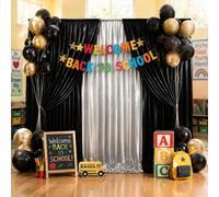 20x10FT Black Sequin Backdrop Curtain - 4 Panels 5ft(W) x 10ft(H) Wrinkle Free Shimmer Back Drop Cloth, Glitter Backdrop Drapes for Photography, Birthday, Wedding, Graduation Background