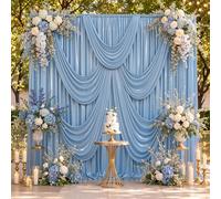 20x10FT Dusty Blue Sequin Backdrop Curtain - 4 Panels 5ft(W) x 10ft(H) Wrinkle Free Shimmer Back Drop Cloth, Glitter Backdrop Drapes for Photography, Birthday, Wedding, Graduation Background