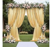 20x10FT Gold Sequin Backdrop Curtain - 4 Panels 5ft(W) x 10ft(H) Wrinkle Free Shimmer Back Drop Cloth, Glitter Backdrop Drapes for Photography, Birthday, Wedding, Graduation Background